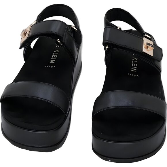 Anne Klein Verse Double Strap Platform Wedge Sandals Black Women's US 7M - Picture 5 of 6